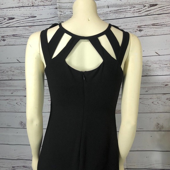 Vera Wang Floor Length Black Gown Cut Out Neckline and train on the back! - Picture 9 of 12